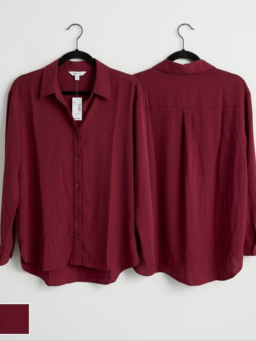 Reitmans Maroon Button Up Blouse Dress Shirt Long Sleeves M